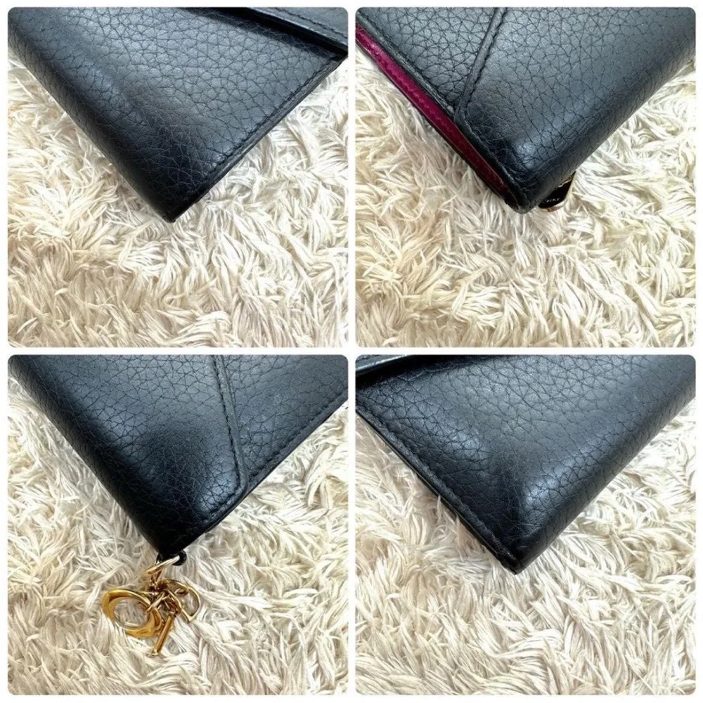Dior Black Leather Wallet with Gold Accents